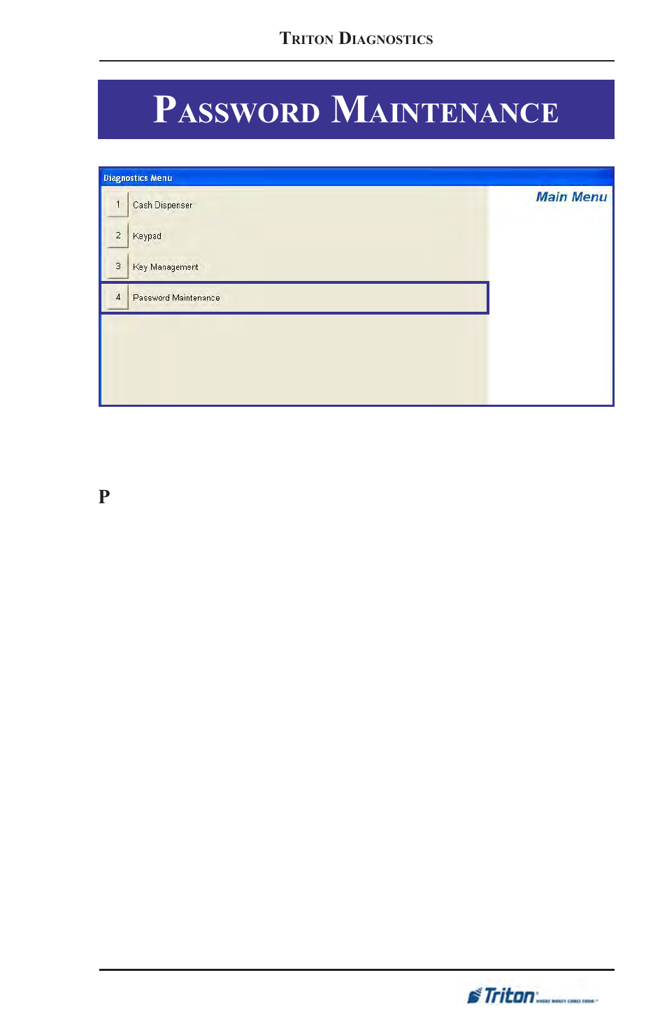 Assword, Aintenance, Password maintenance | Triton FT5000XP Prism NDC Emulation w/XFS Compliance User Manual User Manual | Page 95 / 129