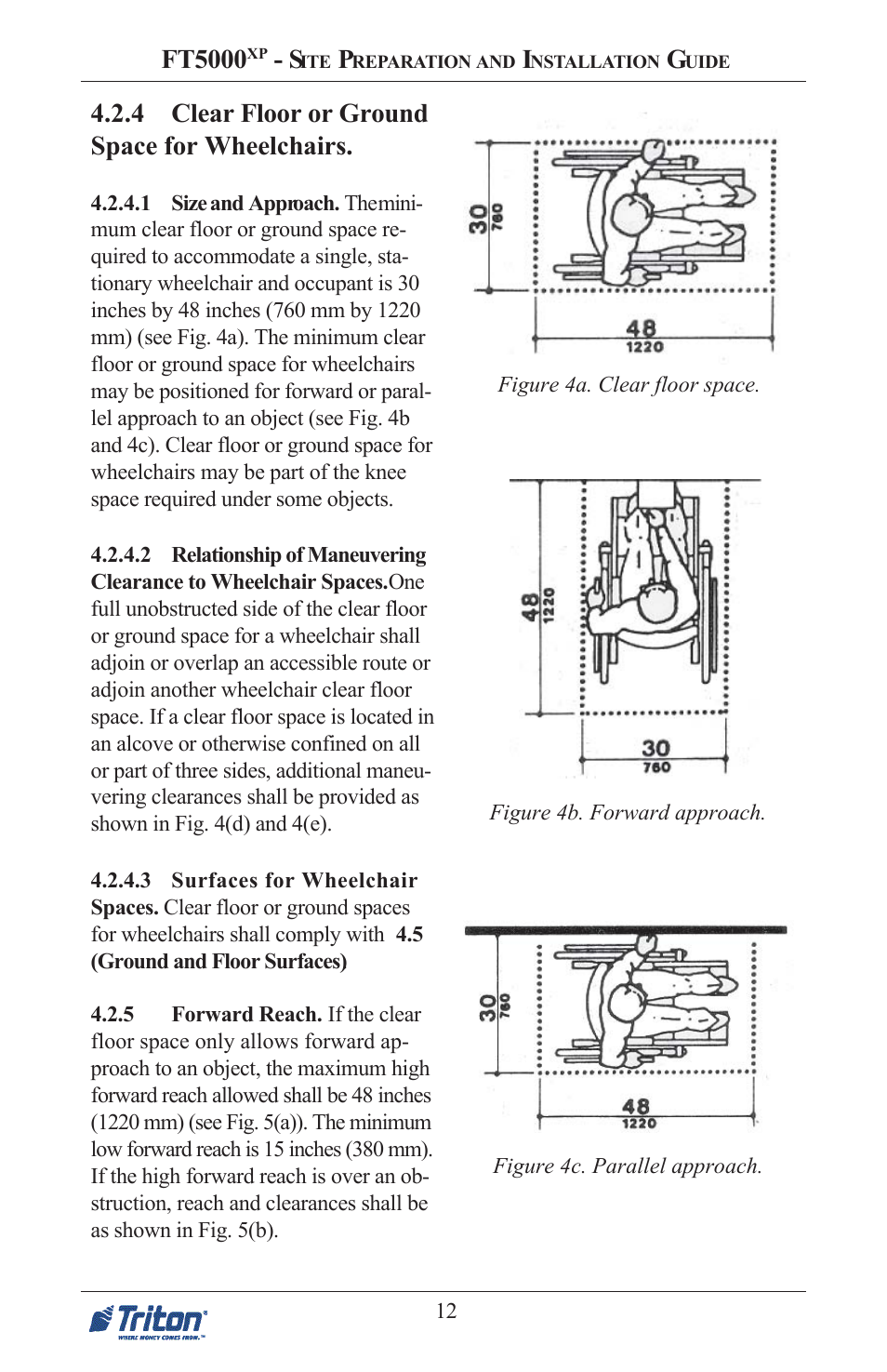 Ft5000, 4 clear floor or ground space for wheelchairs | Triton FT5000 PC-BASED ATM Installation Manual User Manual | Page 12 / 48