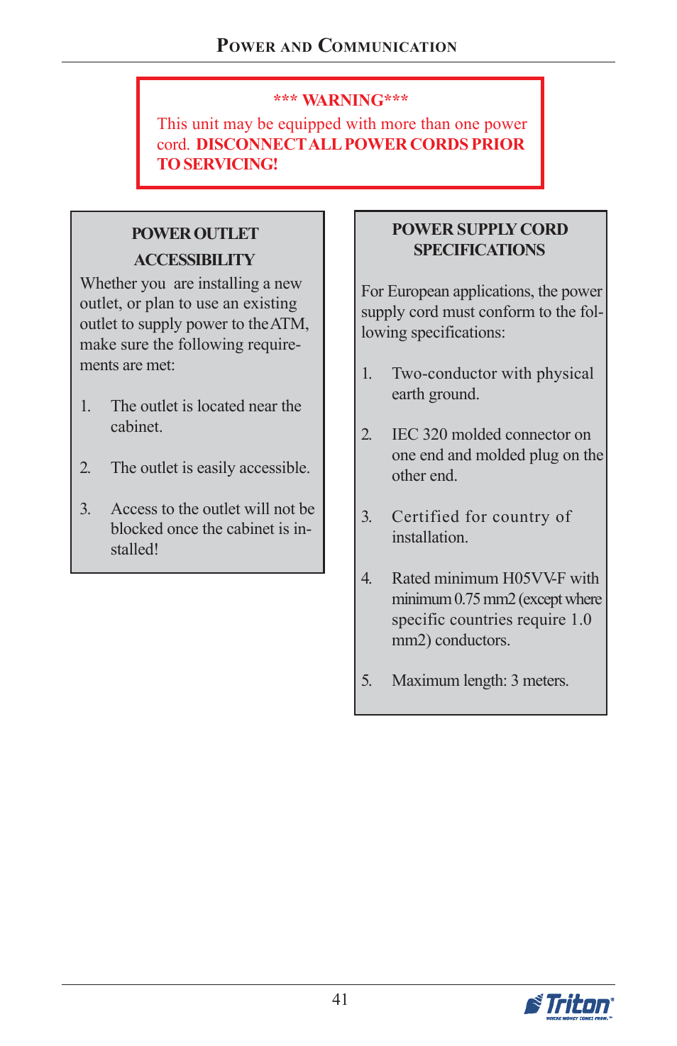 Triton FT5000 PC-BASED ATM Installation Manual User Manual | Page 41 / 48