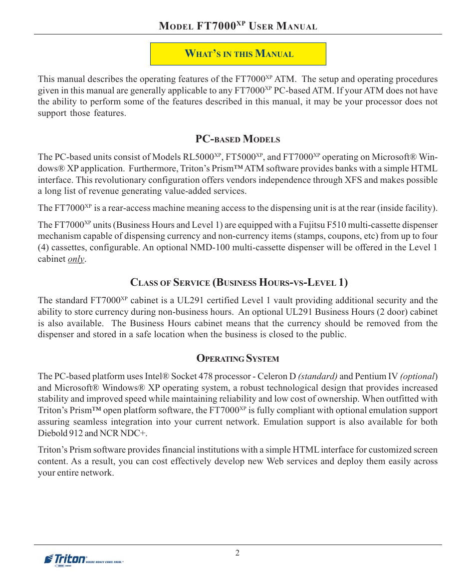 Ft7000 | Triton FT7000XP User Manual User Manual | Page 12 / 222