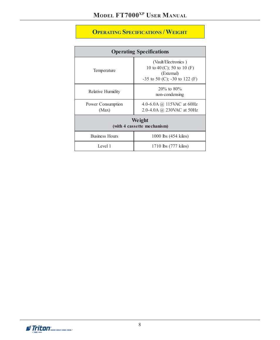 Ft7000 | Triton FT7000XP User Manual User Manual | Page 18 / 222