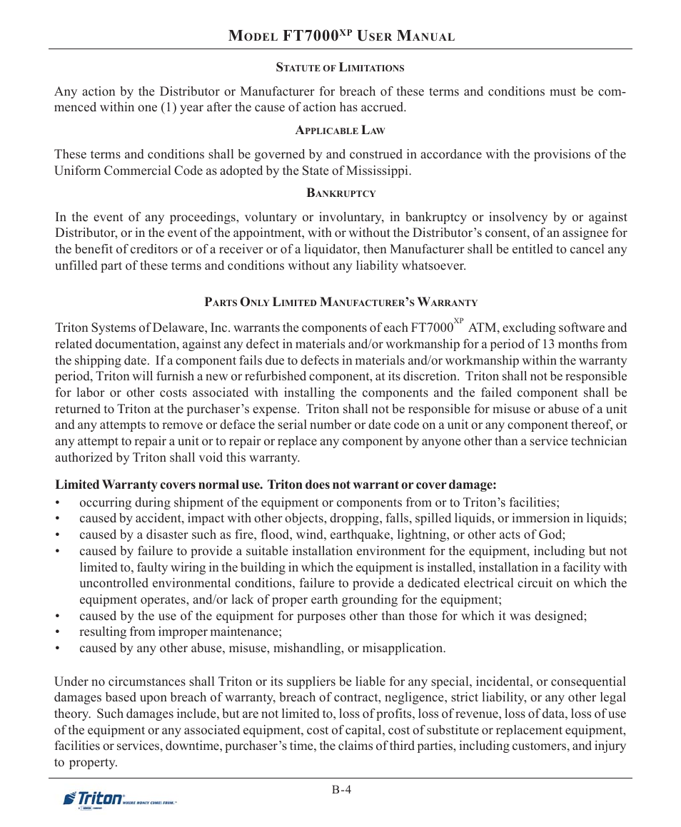 Ft7000 | Triton FT7000XP User Manual User Manual | Page 204 / 222
