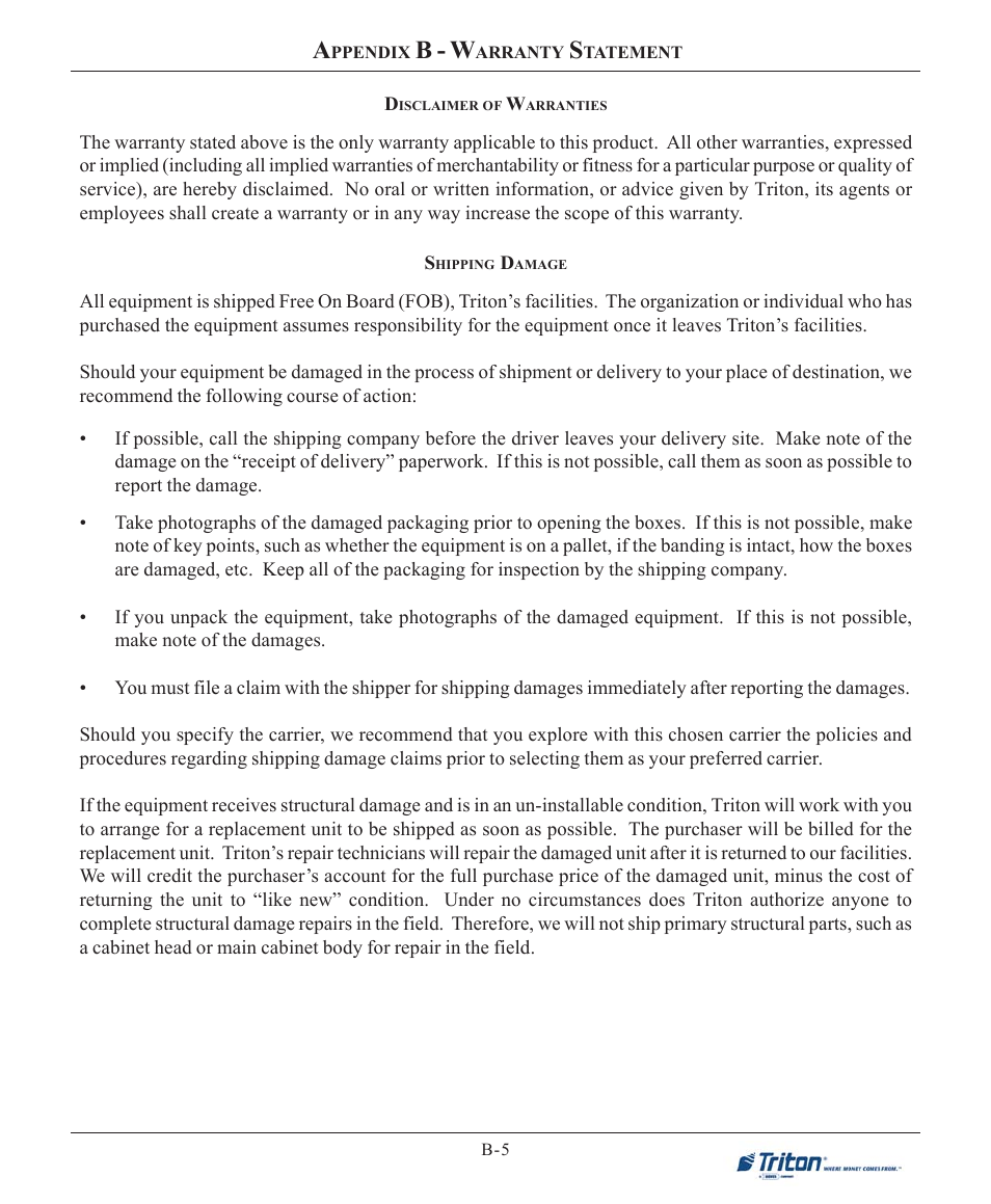 B - w | Triton FT7000XP User Manual User Manual | Page 205 / 222