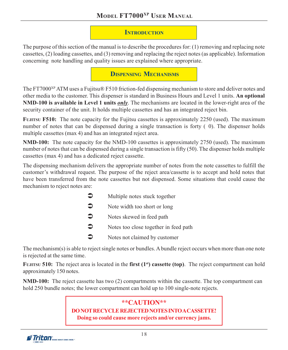 Ft7000, Caution | Triton FT7000XP User Manual User Manual | Page 28 / 222