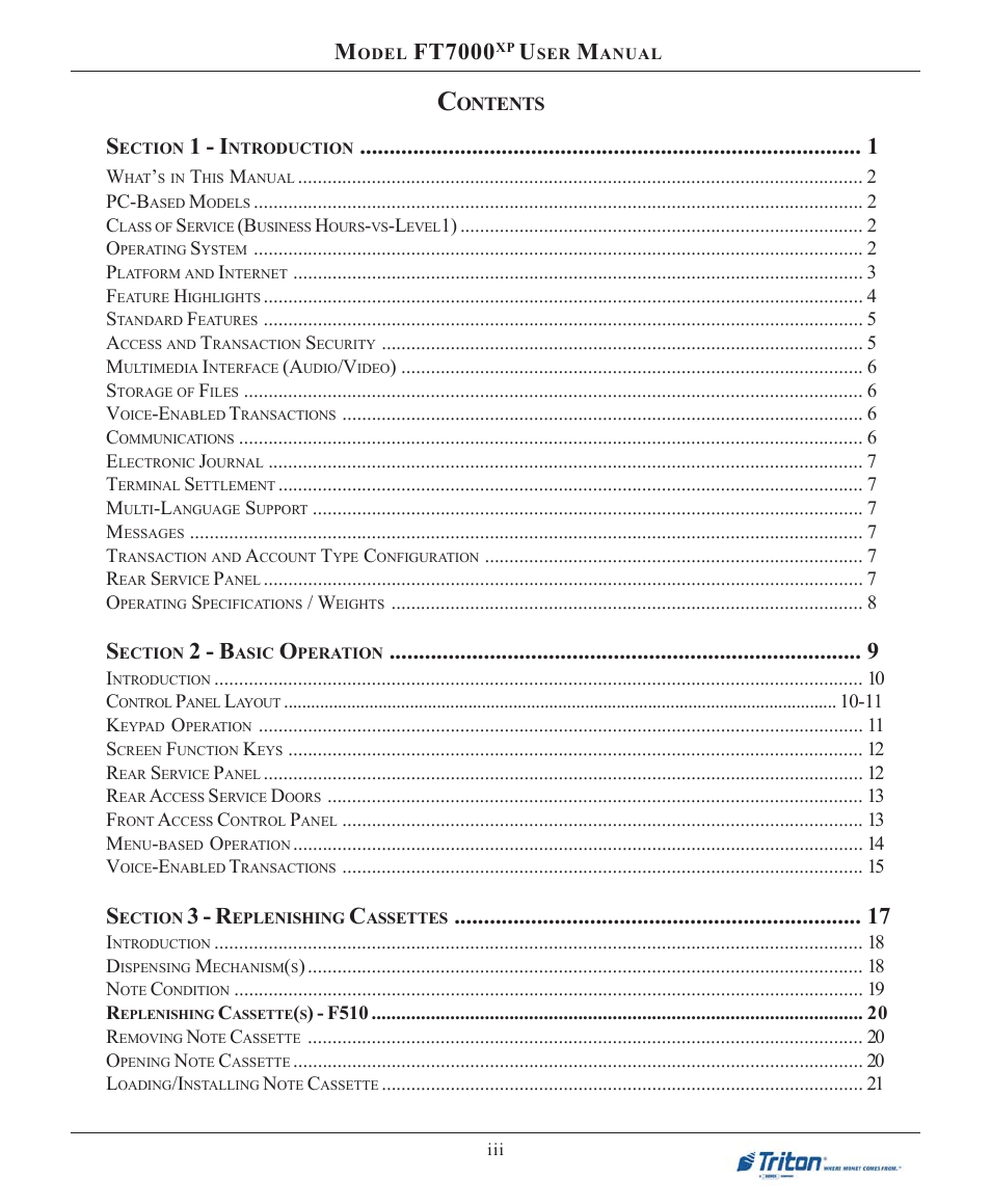Ft7000, 1 - i, 2 - b | 3 - r | Triton FT7000XP User Manual User Manual | Page 3 / 222