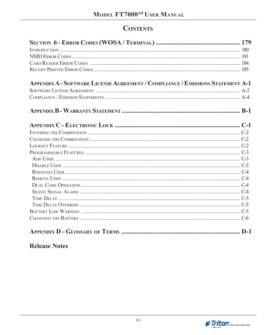 Ft7000, 6 - e, Wosa / t | A - s, B - w, B-1 a, C - e, D - g | Triton FT7000XP User Manual User Manual | Page 9 / 222