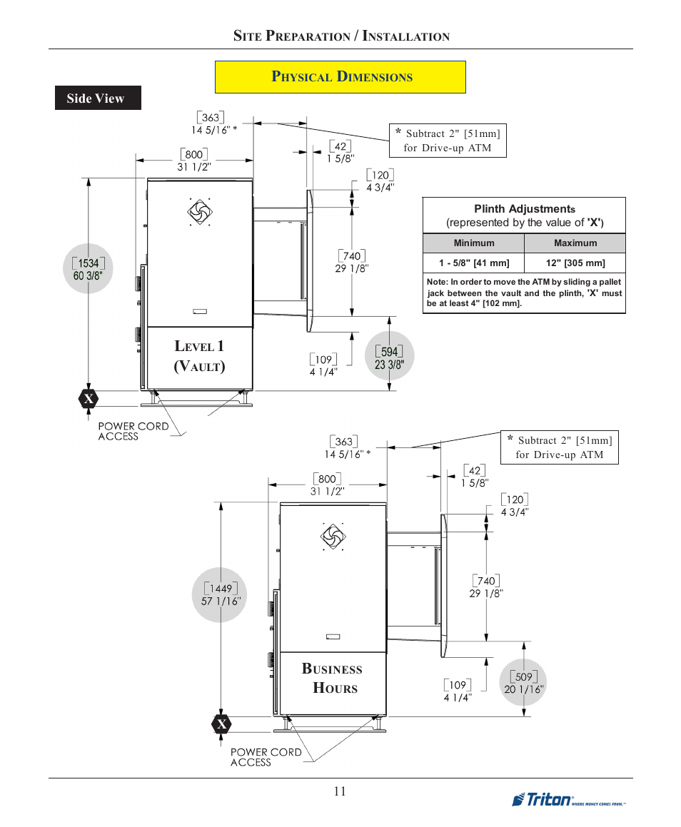 Side view | Triton FT7000XP Installation Manual User Manual | Page 11 / 59