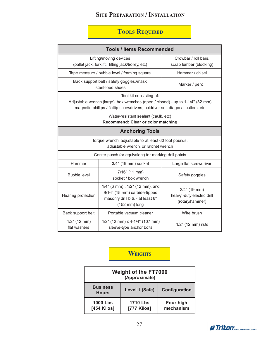 Triton FT7000XP Installation Manual User Manual | Page 27 / 59