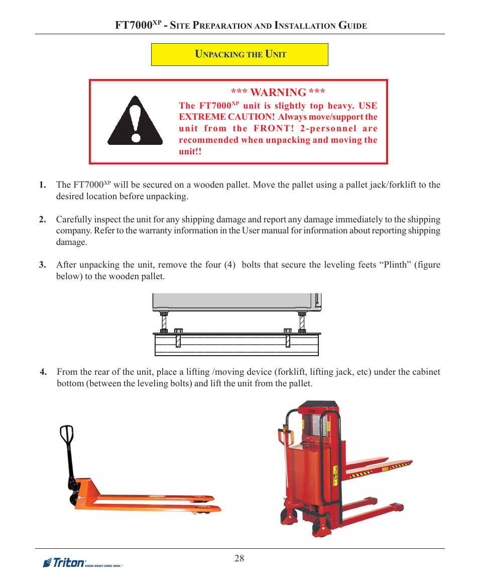 Ft7000, Warning | Triton FT7000XP Installation Manual User Manual | Page 28 / 59