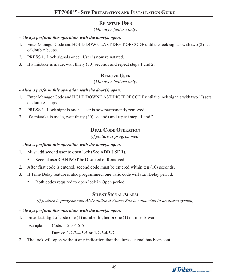 Ft7000 | Triton FT7000XP Installation Manual User Manual | Page 49 / 59