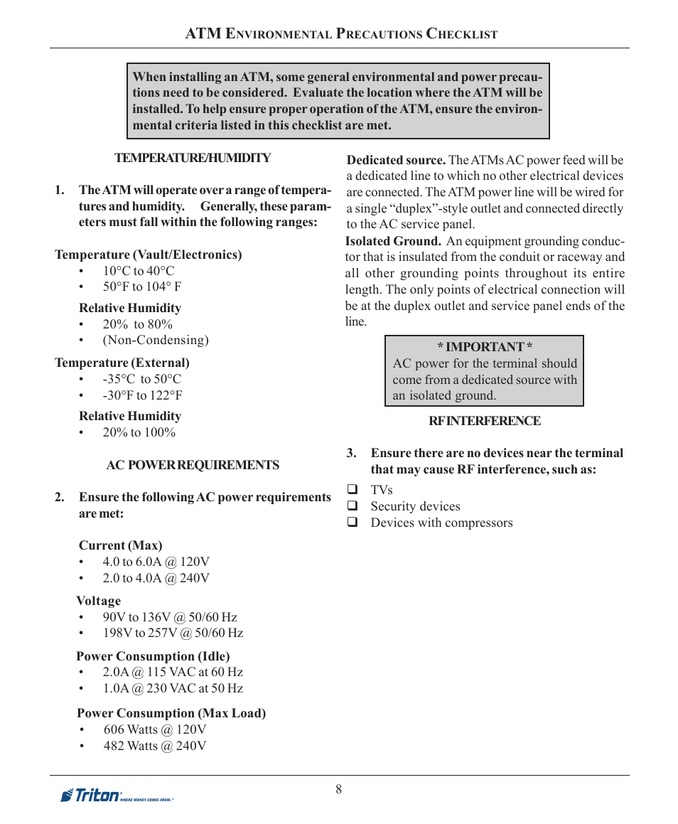 Atm e | Triton FT7000XP Installation Manual User Manual | Page 8 / 59