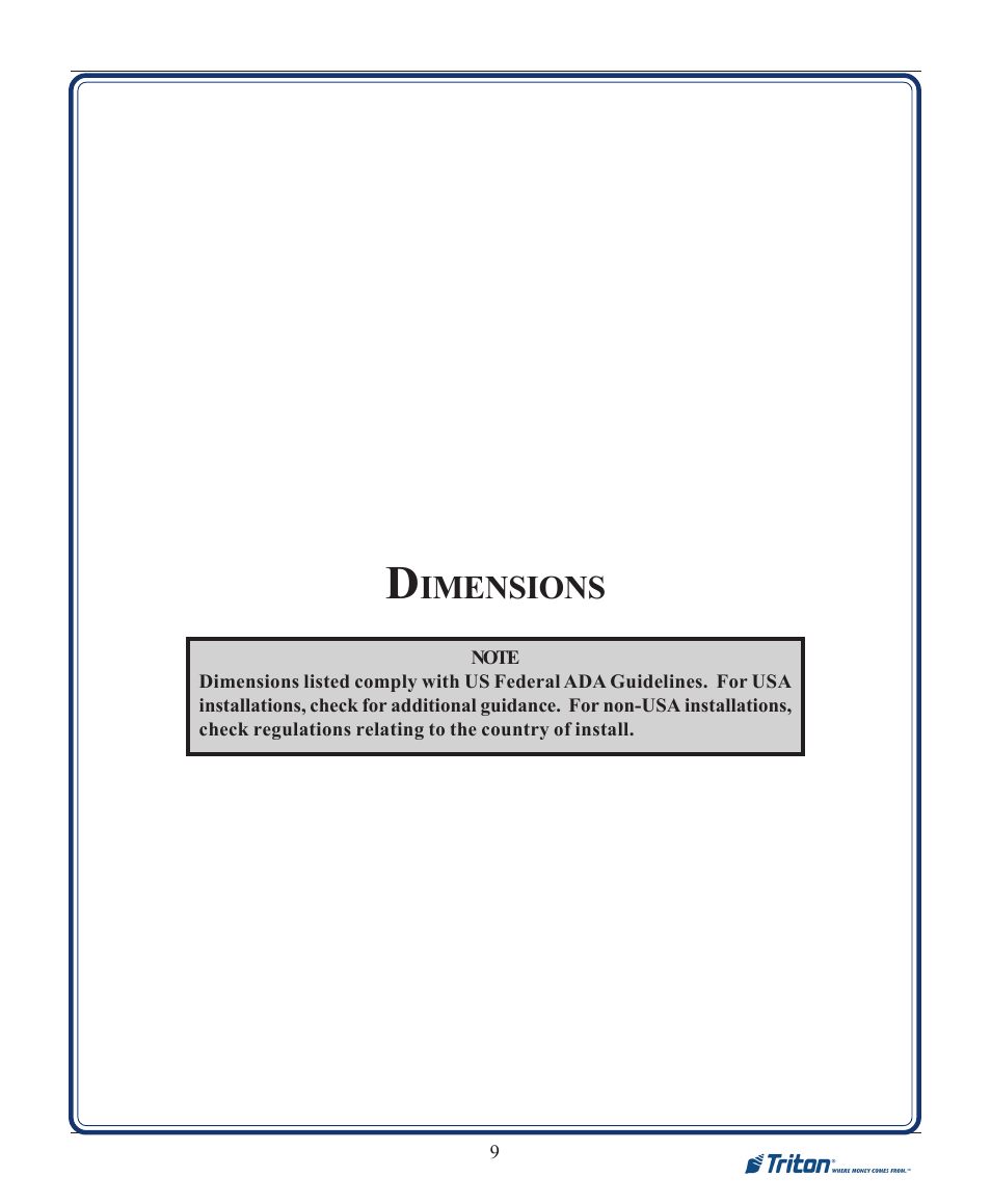 Imensions | Triton FT7000XP Installation Manual User Manual | Page 9 / 59