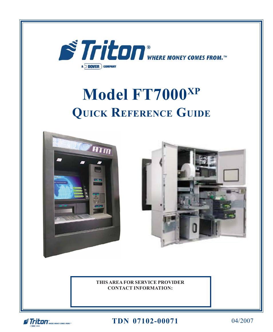 Triton FT7000XP Quick Reference Guide User Manual | 12 pages