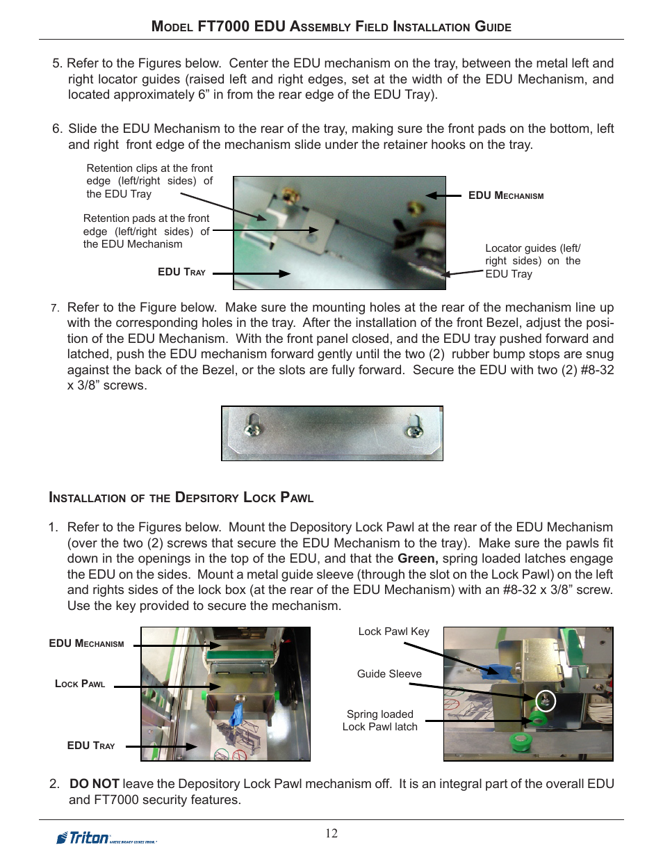 Ft7000 edu a | Triton FT7000 EDU Installation Manual User Manual | Page 12 / 14