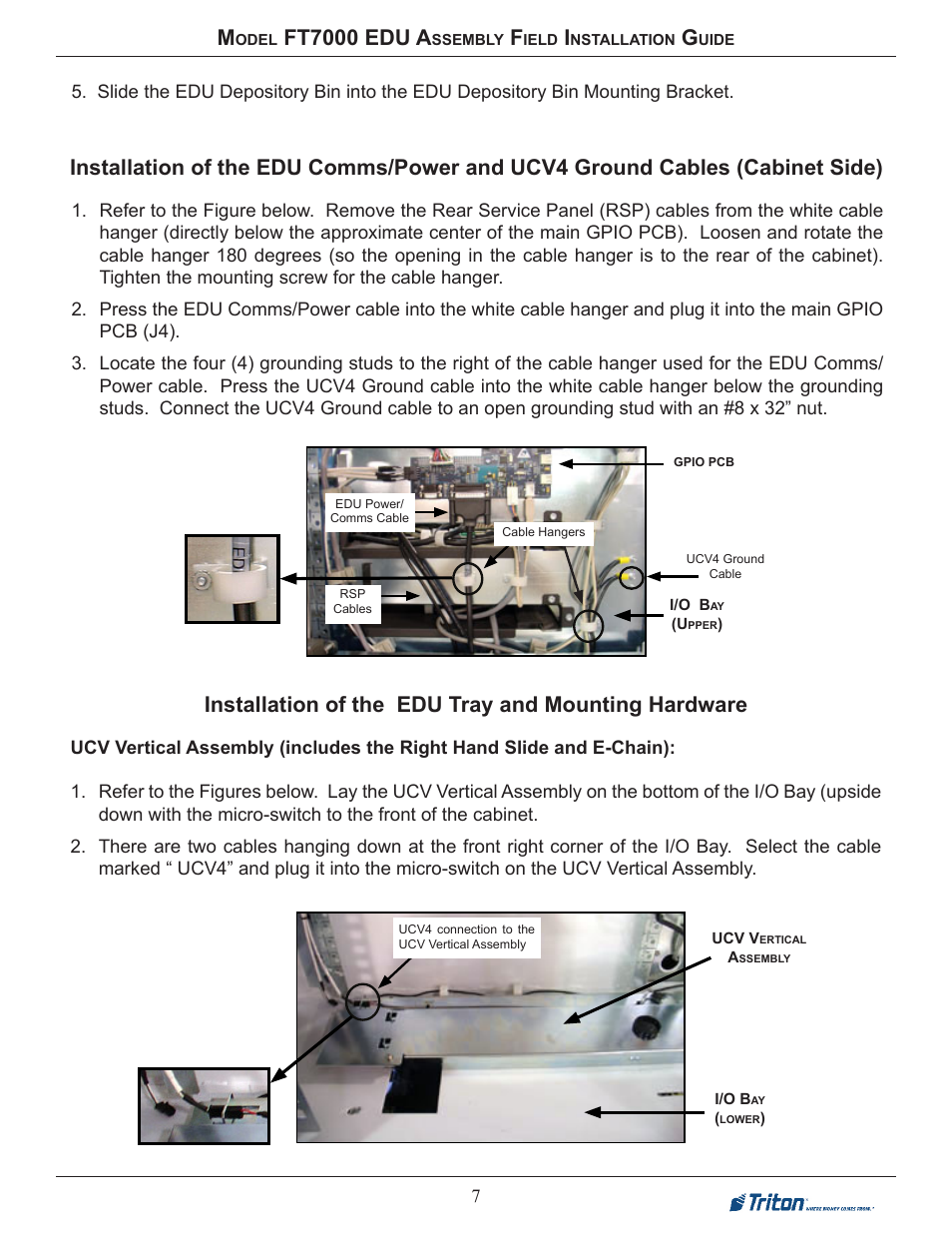 Ft7000 edu a, Installation of the edu tray and mounting hardware | Triton FT7000 EDU Installation Manual User Manual | Page 7 / 14