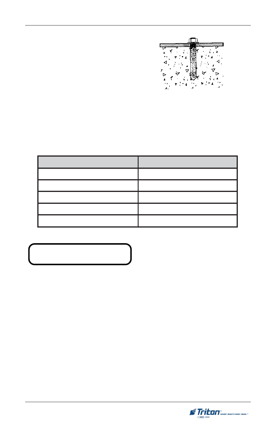 Fig. 7. allow seated anchor to cure | Triton RL5000 Installation Manual User Manual | Page 31 / 56