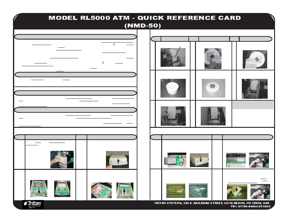 Triton RL5000 NMD-50 Quick Reference Guide User Manual | Page 2 / 2