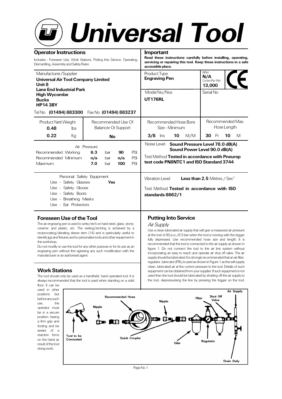 Universal Air Tools UT176RL User Manual | 4 pages