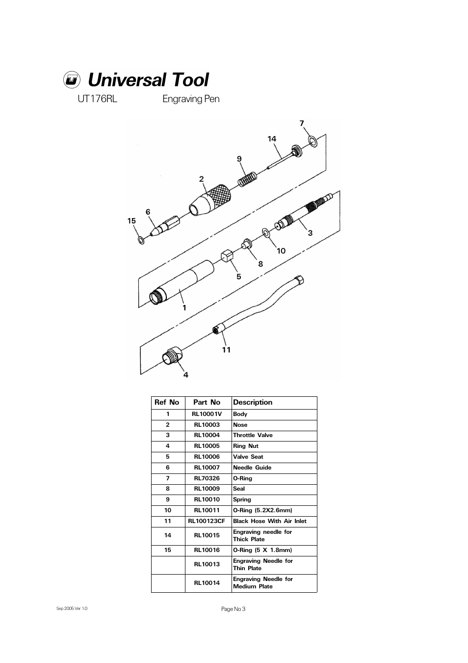 Ut176rl engraving pen | Universal Air Tools UT176RL User Manual | Page 3 / 4