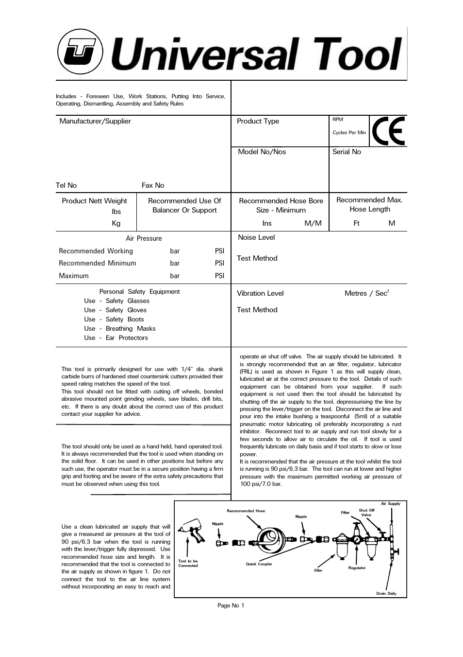 Universal Air Tools UT1054 User Manual | 4 pages