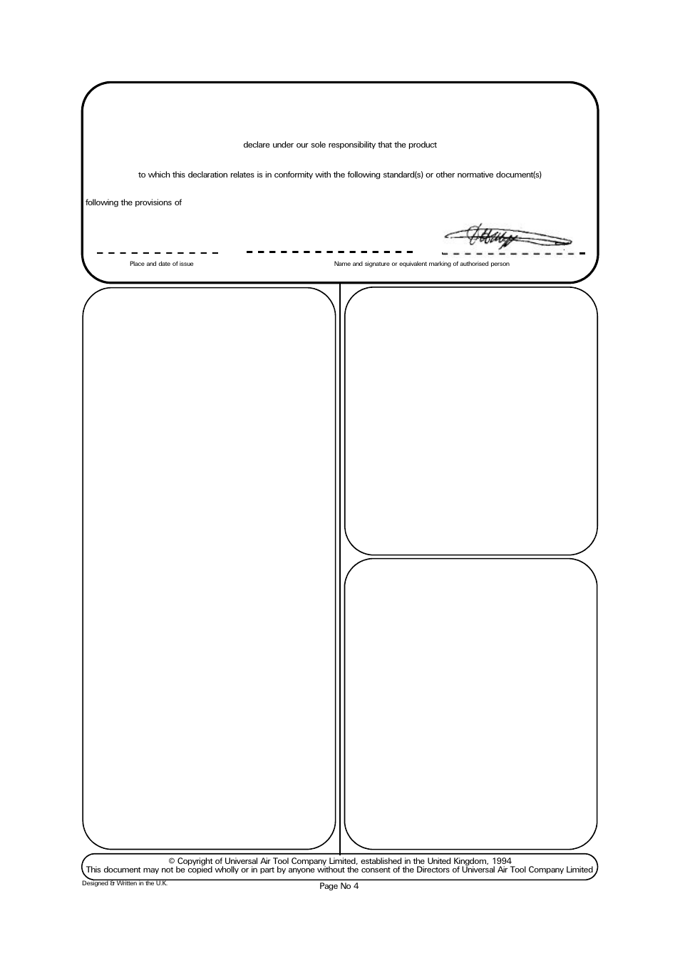 Lane end d.h.moppett (man. director) | Universal Air Tools UT1054 User Manual | Page 4 / 4