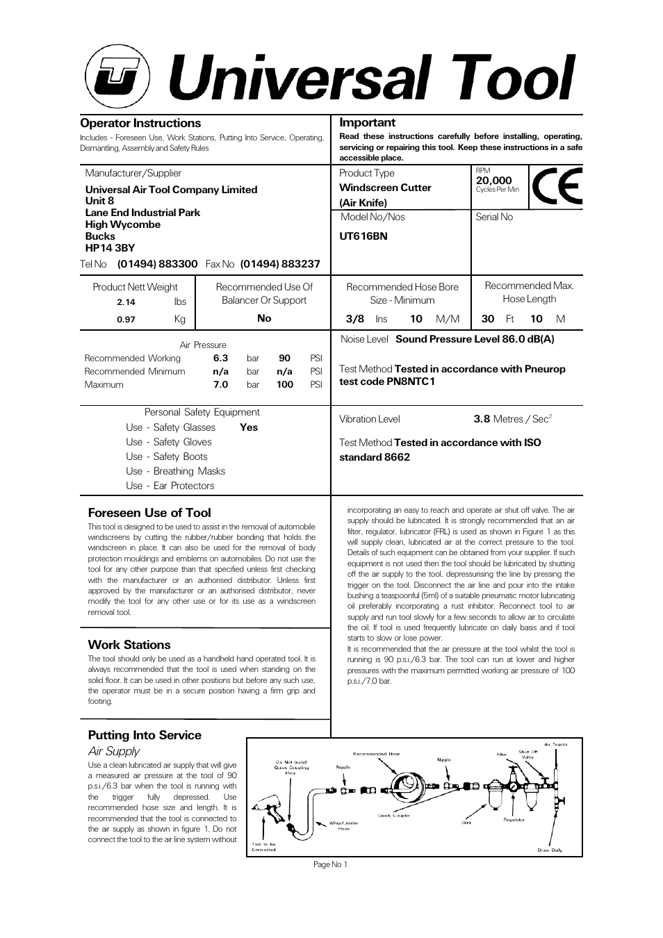 Universal Air Tools UT616BN User Manual | 4 pages