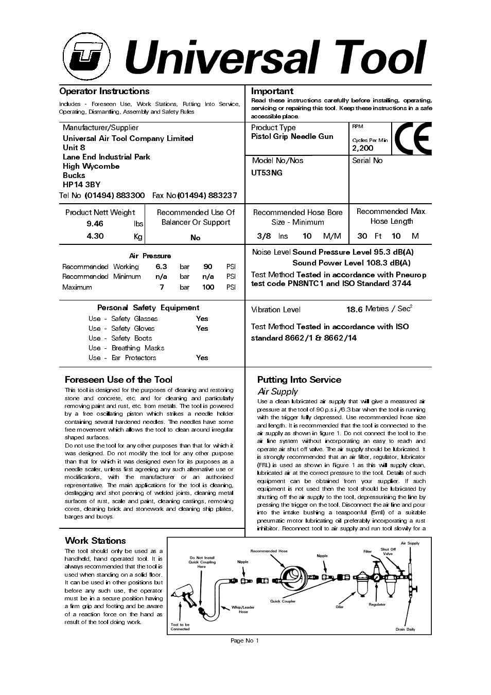 Universal Air Tools UT53NG User Manual | 4 pages