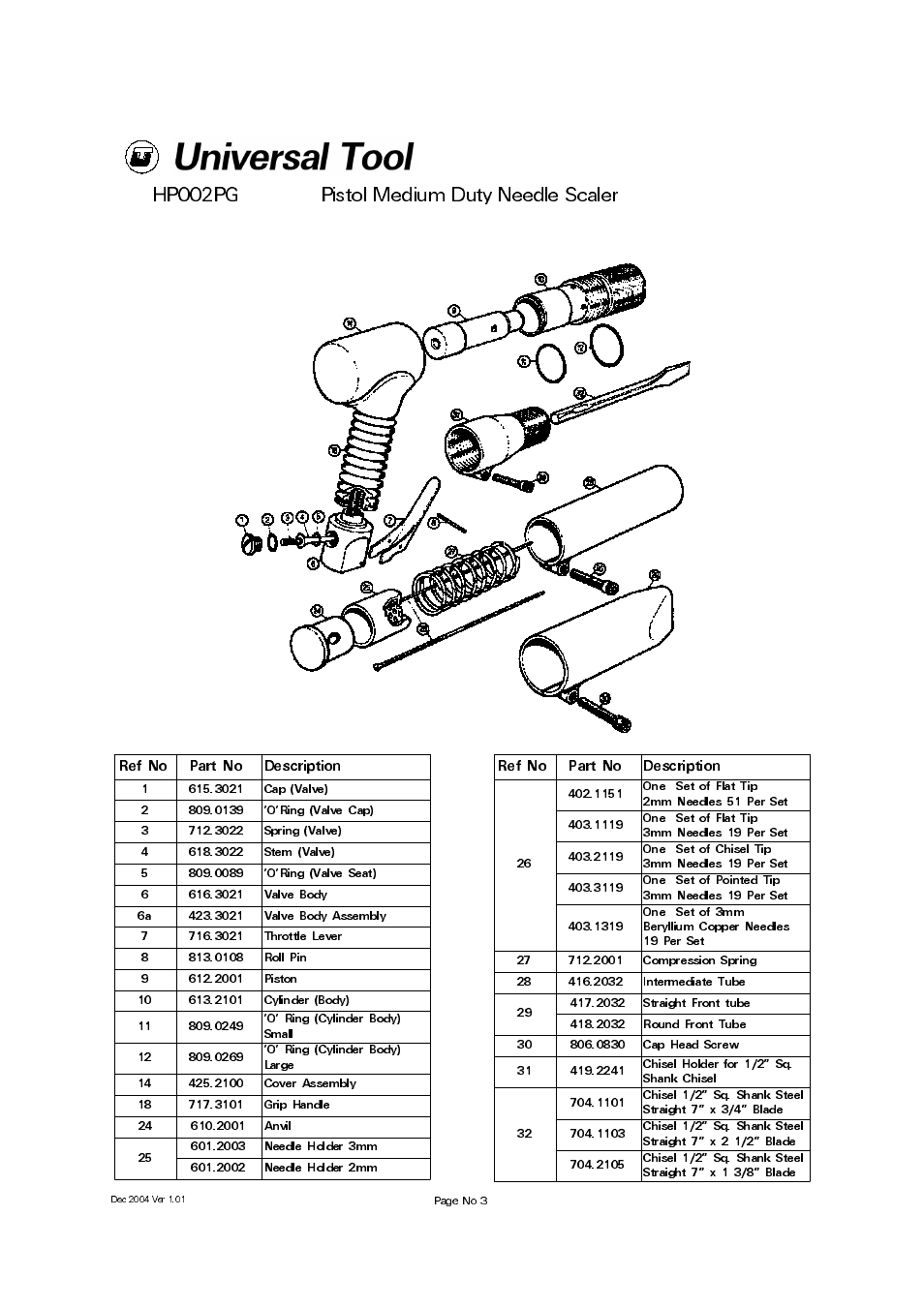 Universal Air Tools HP002PG User Manual | 1 page