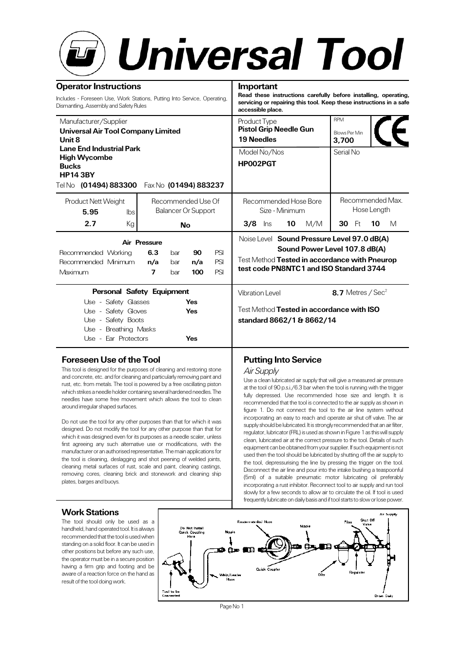 Universal Air Tools HP002PGT User Manual | 4 pages