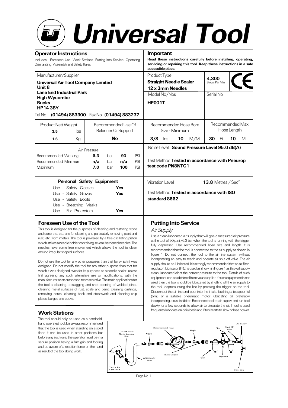 Universal Air Tools HP001T User Manual | 4 pages