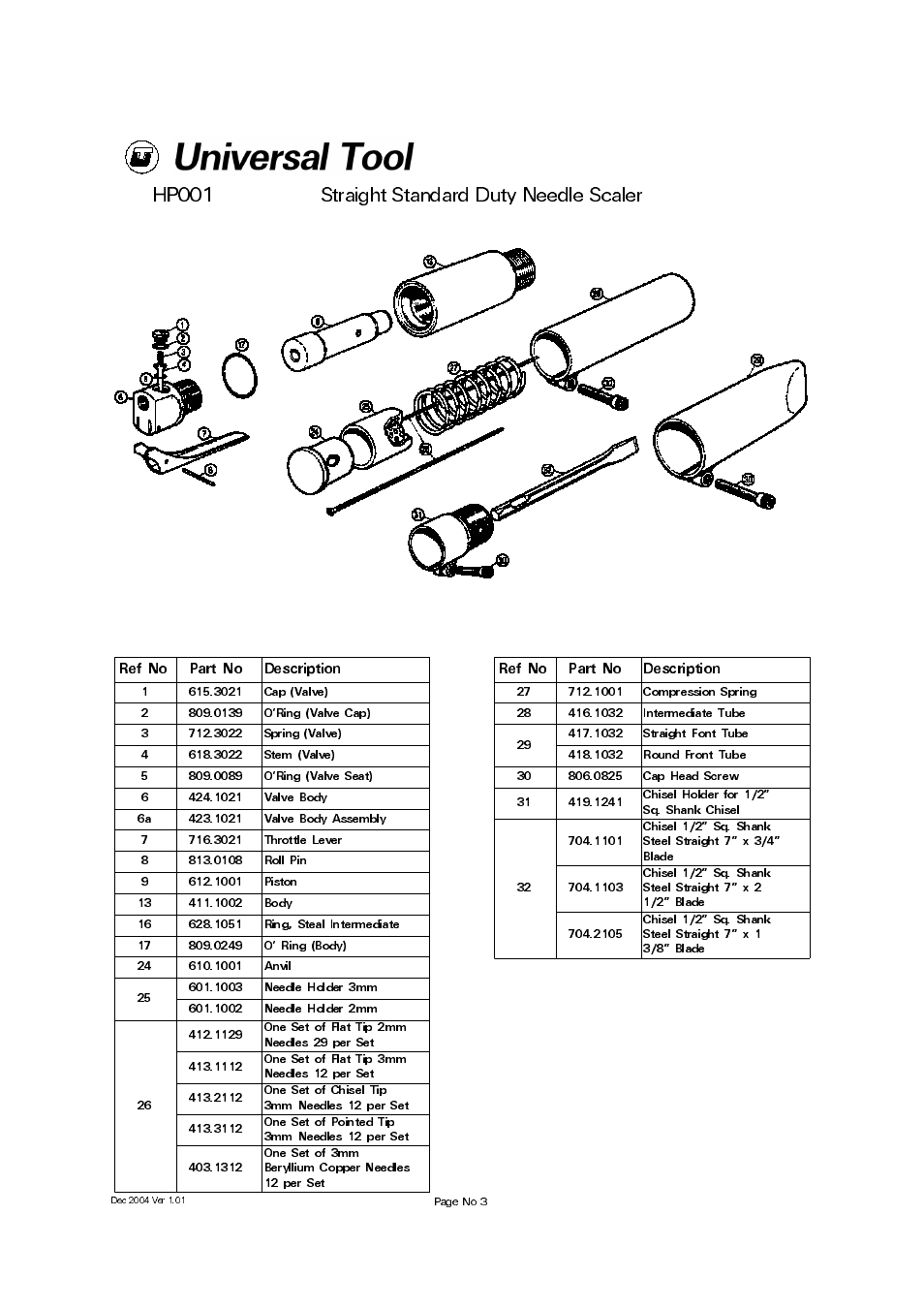 Universal Air Tools HP001 User Manual | 1 page