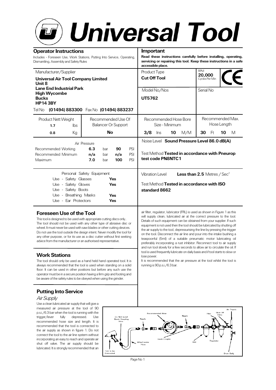 Universal Air Tools UT5762 User Manual | 4 pages