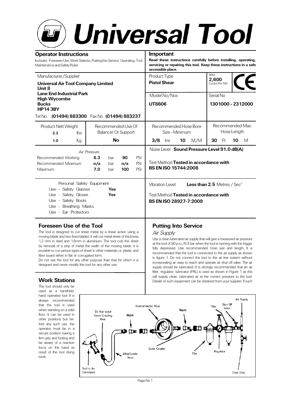 Universal Air Tools UT8606 User Manual | 4 pages