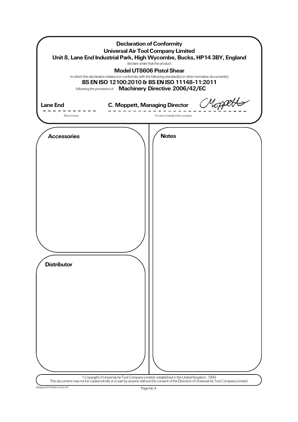 Accessories | Universal Air Tools UT8606 User Manual | Page 4 / 4