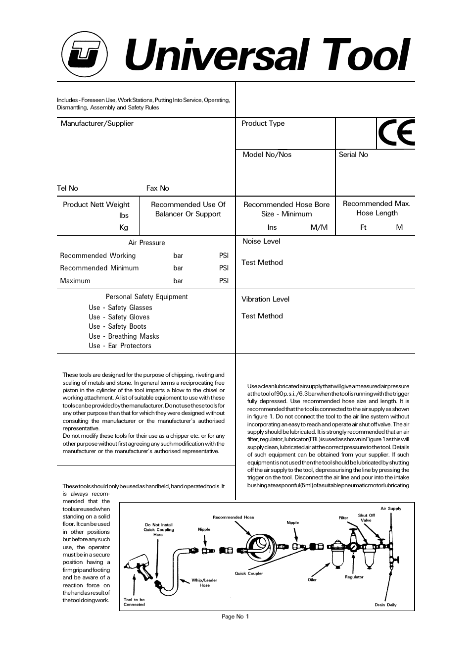 Universal Air Tools UT4X (4X) User Manual | 4 pages