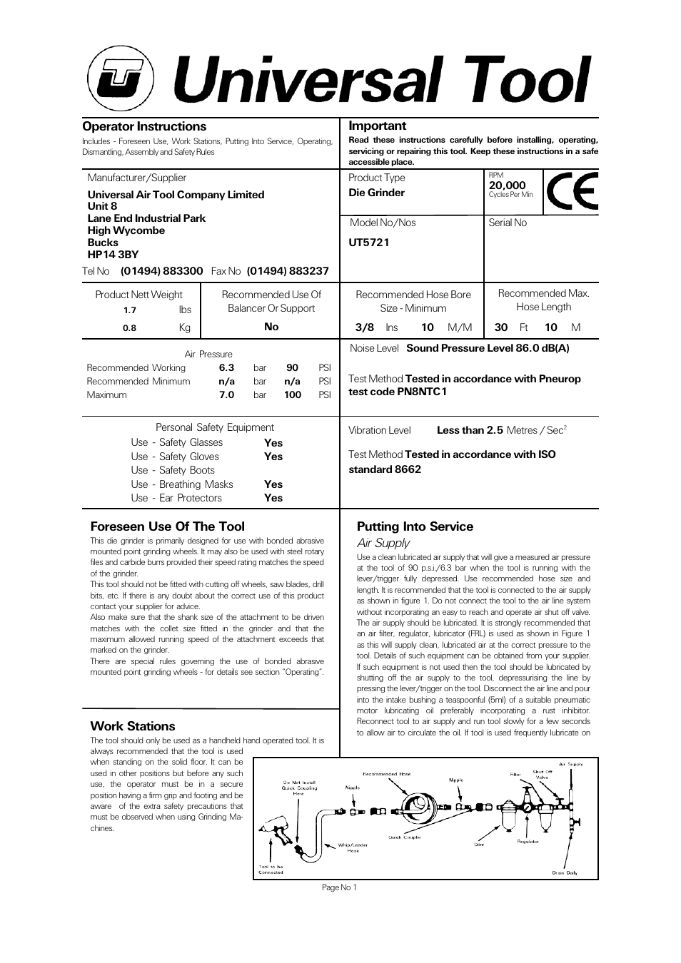 Universal Air Tools UT5721 User Manual | 4 pages