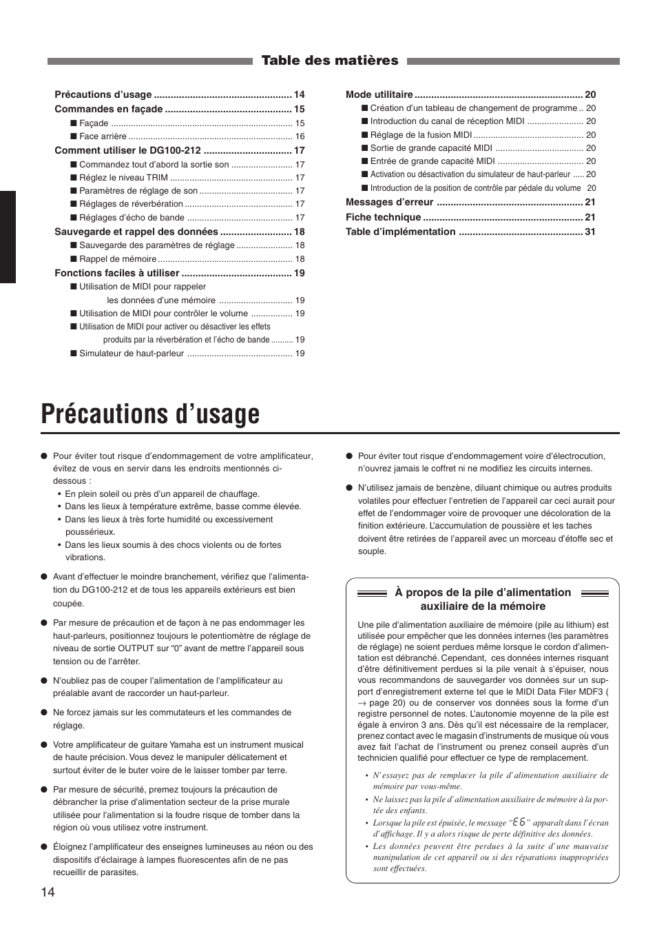 Yamaha DG100-212 User Manual | Page 14 / 32