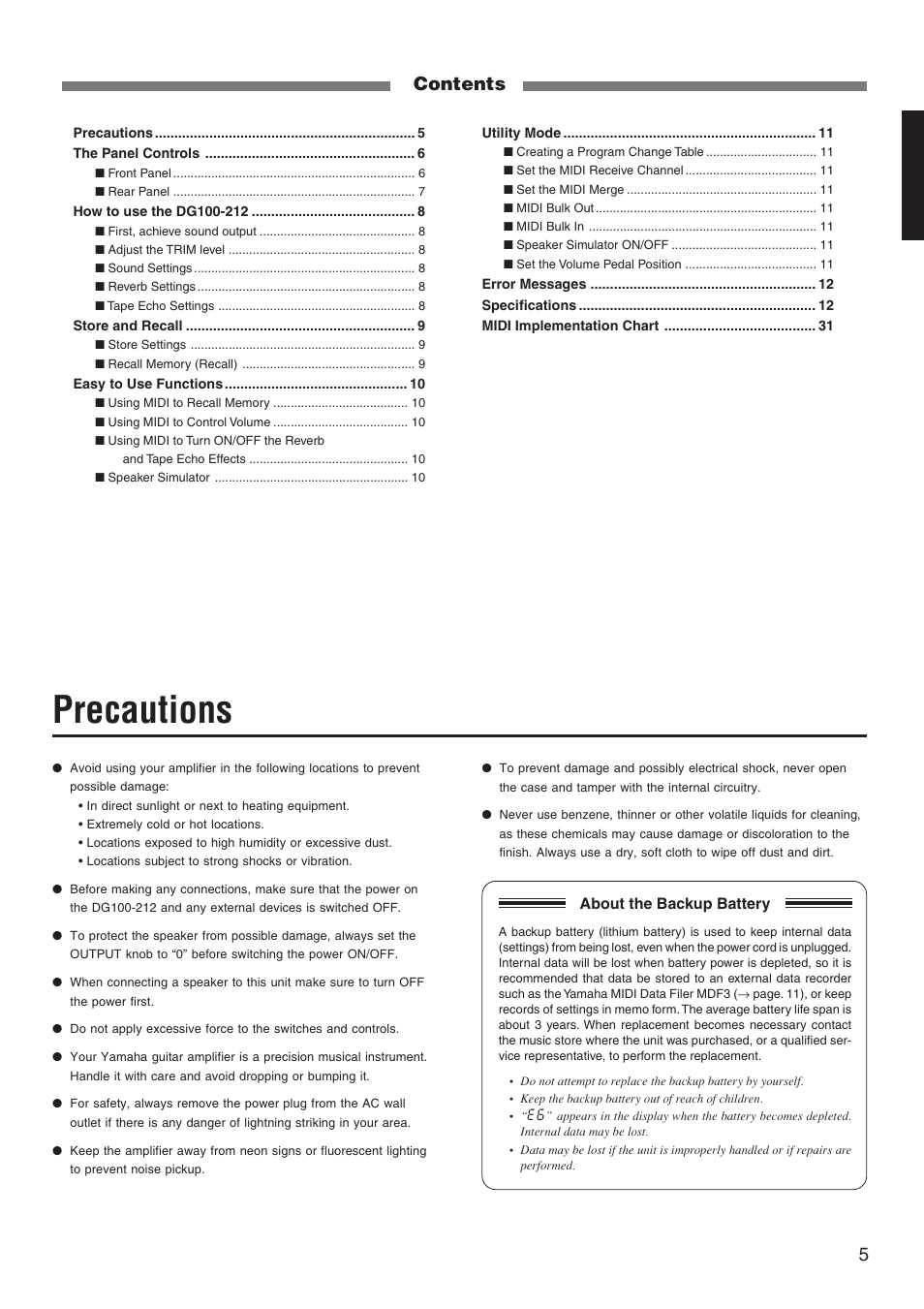 Yamaha DG100-212 User Manual | Page 5 / 32