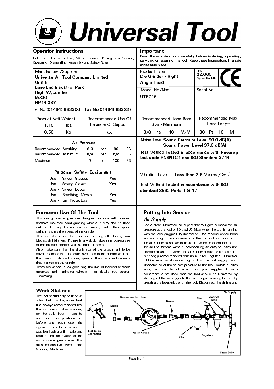 Universal Air Tools UT5715 User Manual | 4 pages