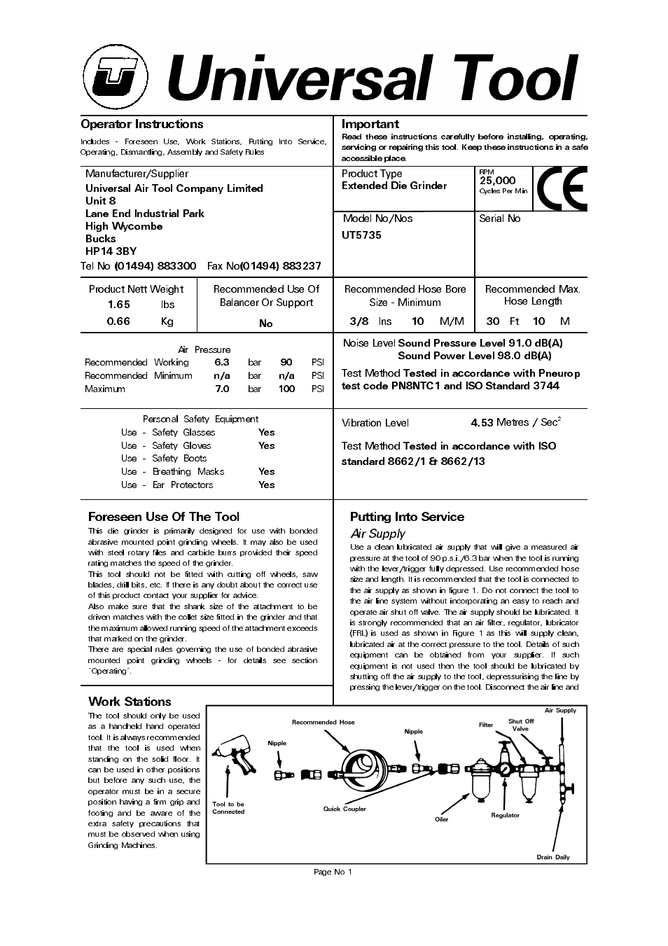 Universal Air Tools UT5735 User Manual | 4 pages