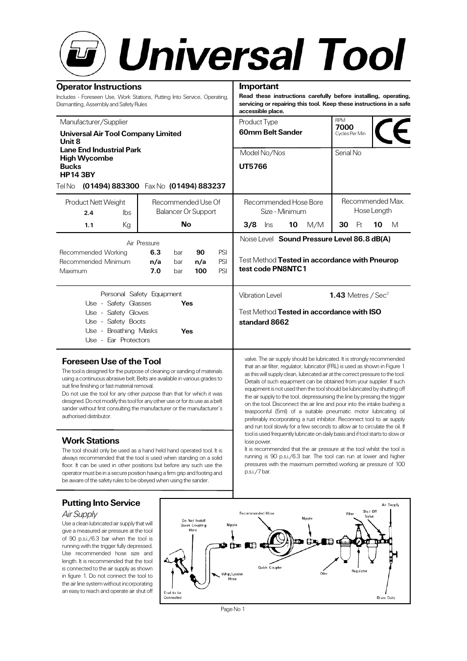 Universal Air Tools UT5766 User Manual | 4 pages