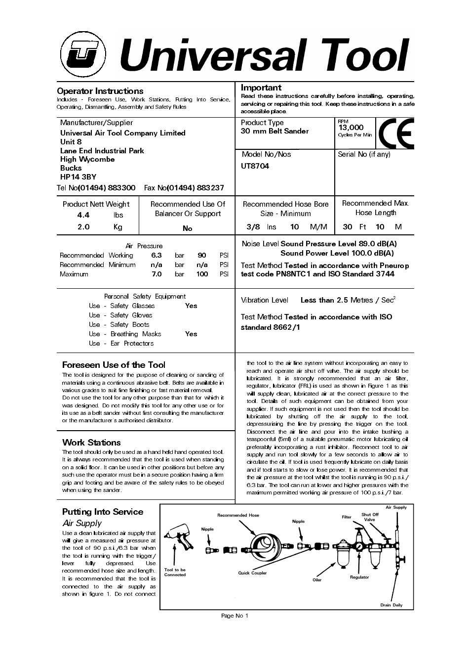 Universal Air Tools UT8704 User Manual | 4 pages