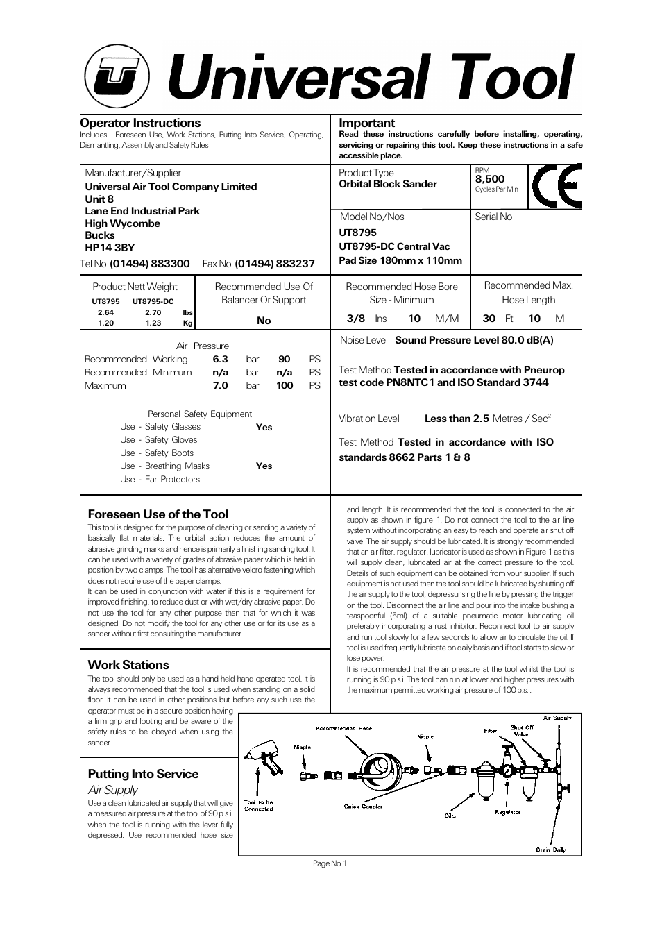 Universal Air Tools UT8795-DC User Manual | 4 pages