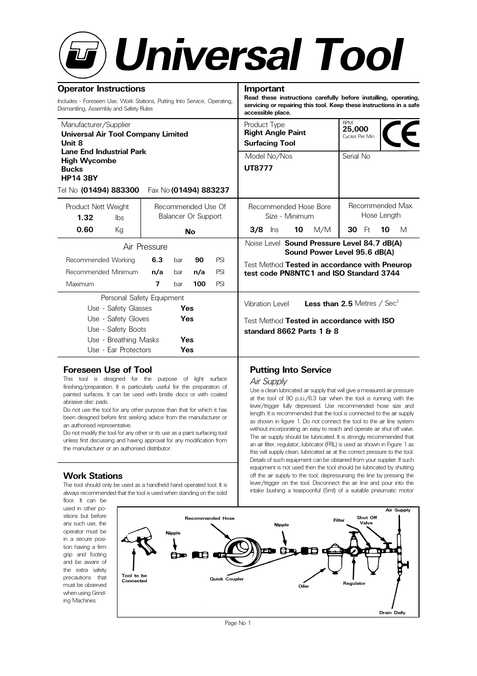 Universal Air Tools UT8777 User Manual | 4 pages