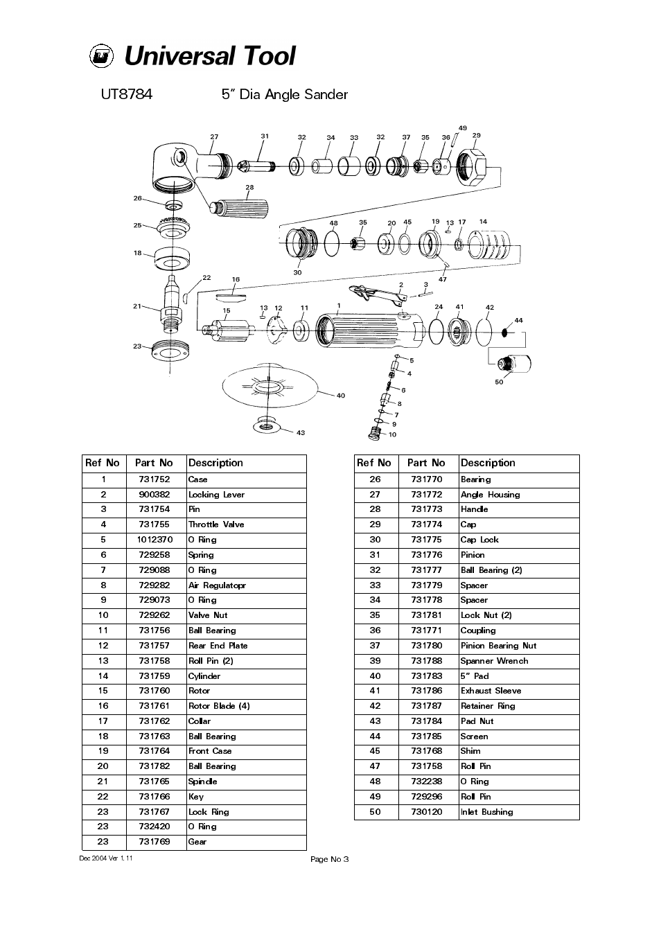 Universal Air Tools UT8784 User Manual | Page 3 / 4