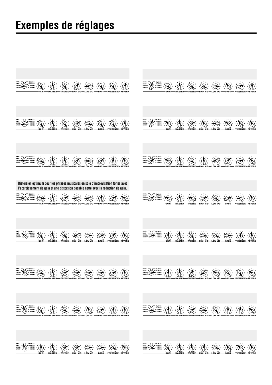 Exemples de réglages | Yamaha DG60-112 User Manual | Page 14 / 40