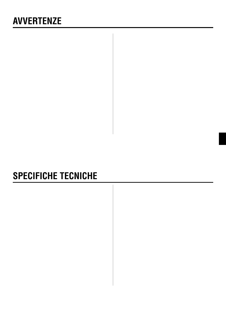 Avvertenze, Specifiche tecniche | Yamaha DG60-112 User Manual | Page 29 / 40