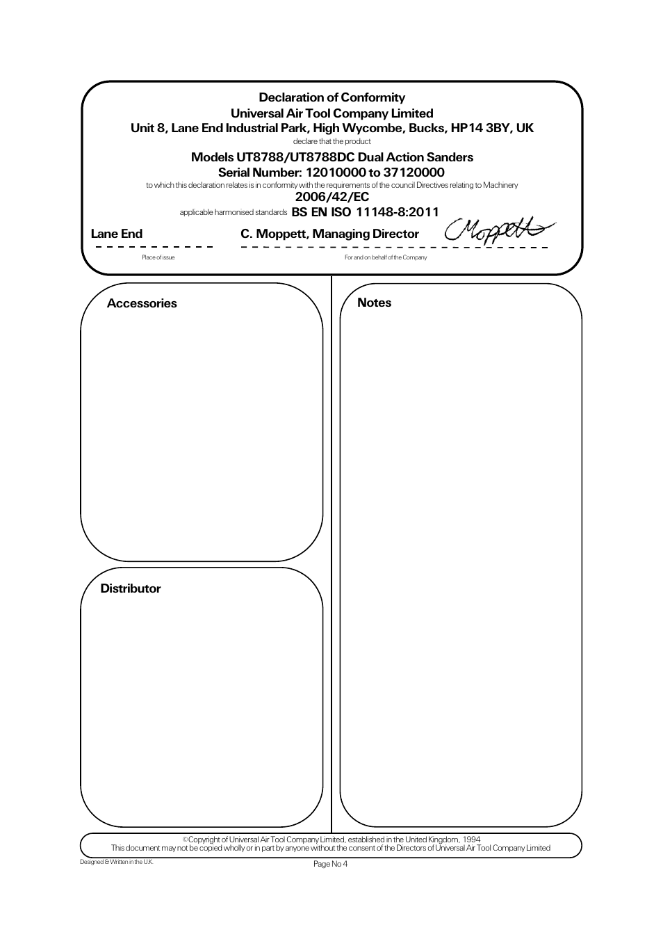 Universal Air Tools UT8788DC User Manual | Page 4 / 4