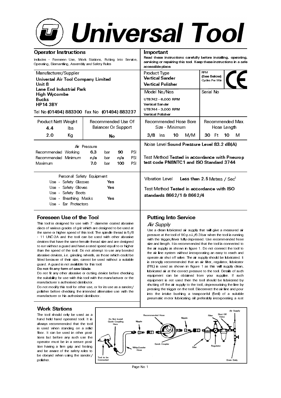 Universal Air Tools UT8744 User Manual | 4 pages