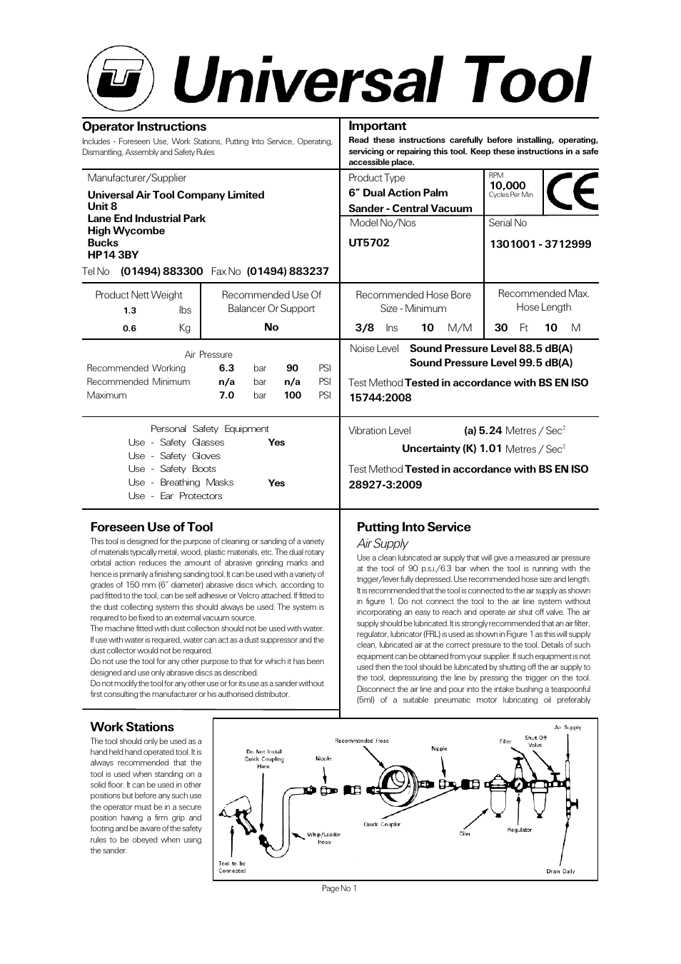 Universal Air Tools UT5702 User Manual | 4 pages